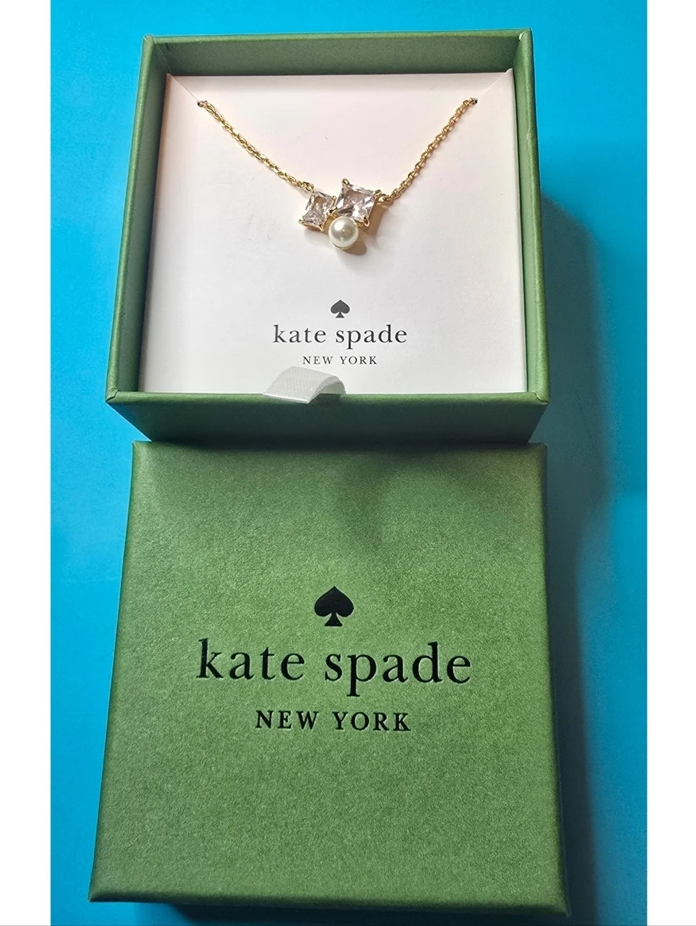 NWT Kate Spade Victoria Pendant Necklace Gold Tone Crystal Faux Pearl Necklace